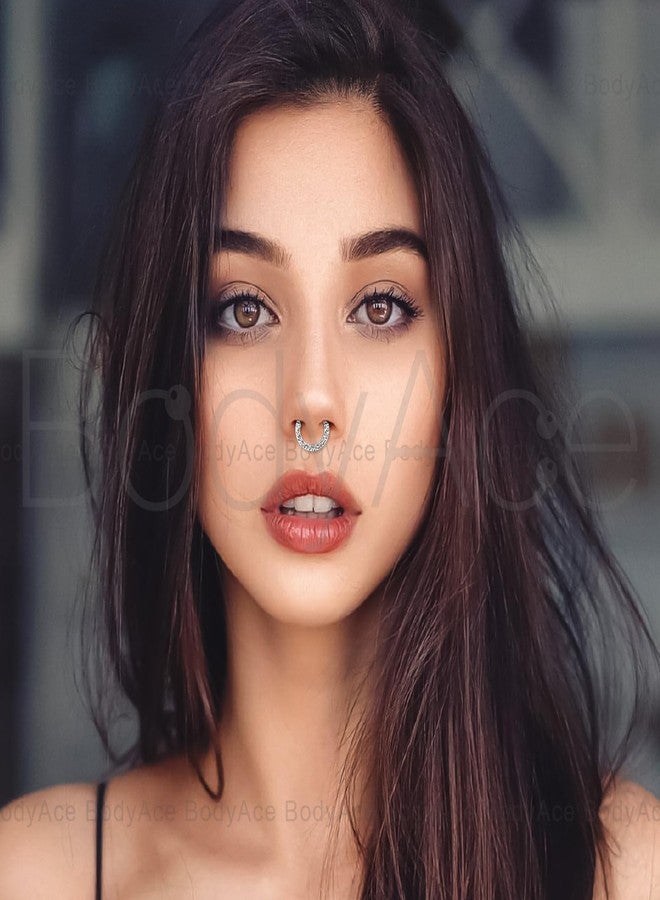 BodyAce CZ Hinged Segment Clicker PA Rings, 2G 4G 6G 8G 10G 12G Large Septum Nose Rings, Surgical Steel Spring Action BCR Ring Ear Gauges Earrings Hoops [4G(5mm),Hoops:12mm] - Image 4